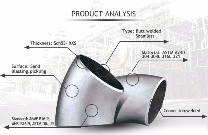 ASME B16.9 304/304L Stainless Steel Welded Pipe Fitting Butt Weld Elbow For Oil And Gas 3