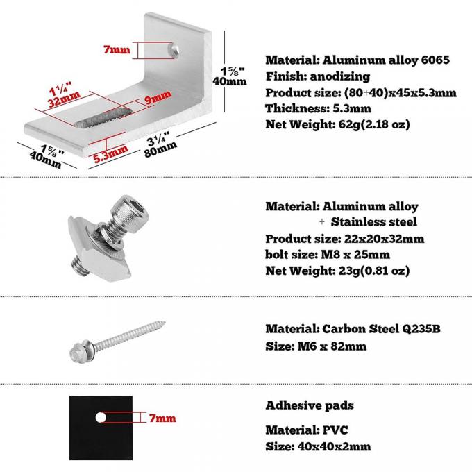 China Factory Free Sample Solar L Foot High Quality Color Steel Tile Roof Photovoltaic Bracket System L Foot 1
