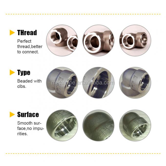 Pipe Fitting 45 Degree SW/TH 3000LB ASTM A182 F316L ASME B16.11 Stainless Steel 3/4 Thread 1