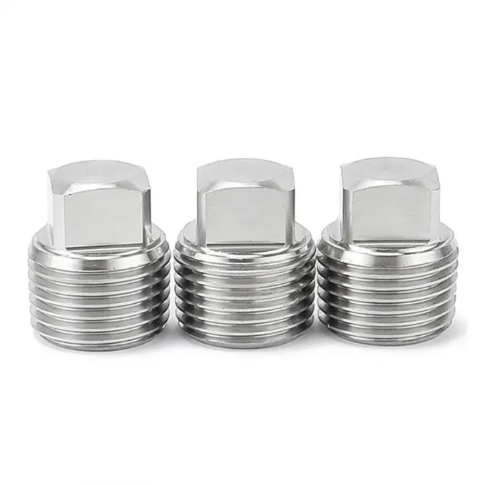 METAL High Quality 304 Stainless Steel Pipe Fitting Solid Square Head Plug 1/2/3/4/6 Points NPT1/2 5