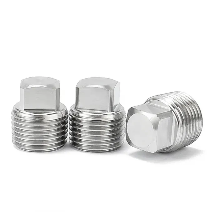 METAL High Quality 304 Stainless Steel Pipe Fitting Solid Square Head Plug 1/2/3/4/6 Points NPT1/2 6