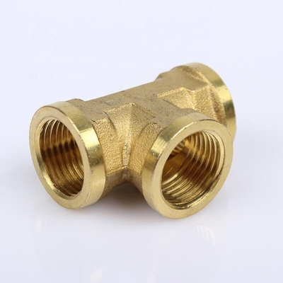 99% Copper Pipe Equal Tee Female NPT 3000# C70600 Brass Casting Pipe Brass Threaded Fittings