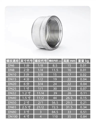 female BSP malleable cast iron stainless steel pipe fitting ss 304 316L round pipe cap bsp npt bspt