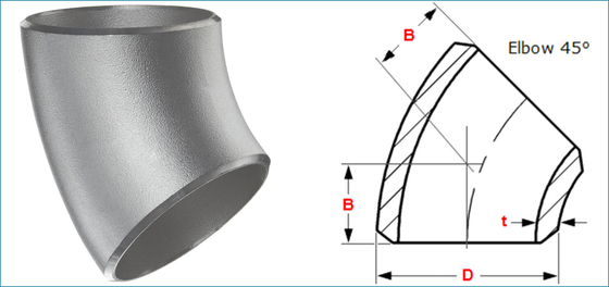 Super Austenitic Stainless Steel A403 WP904L STD 45 Degree Elbow Pipe Fitting 2"