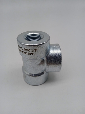 Tee 1/2'' 1/4" Female NPT Threaded Female Forged 3000 Class Malleable SS Iron Pipe Fittings