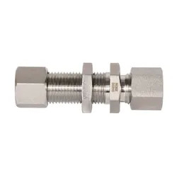 Stainless Steel Single Ferrule Hydraulic Compression Bulkhead Union / DIN2353, ISO8434.1