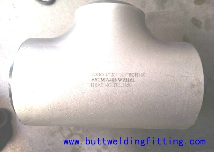 ASME B16.9 WP304H Seamless / Weld Stainless Steel Pipe Tee , Thickness Sch10-160