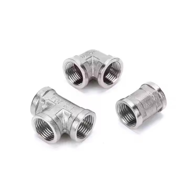 304 Stainless Steel Forging High-Pressure Right Angle External Thread Elbow Tee and Joint with Model Number Head