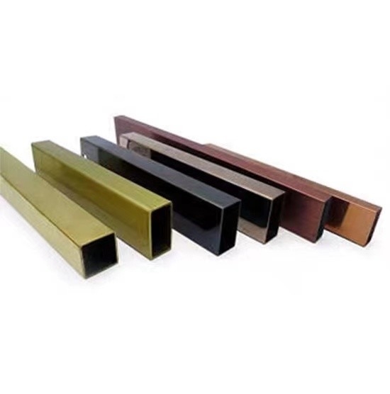 Mirror 304 Stainless Steel Pipe Rose Gold Piping Stainless Steel Rectangular Tube Gold Colored Stainless Steel Pipe