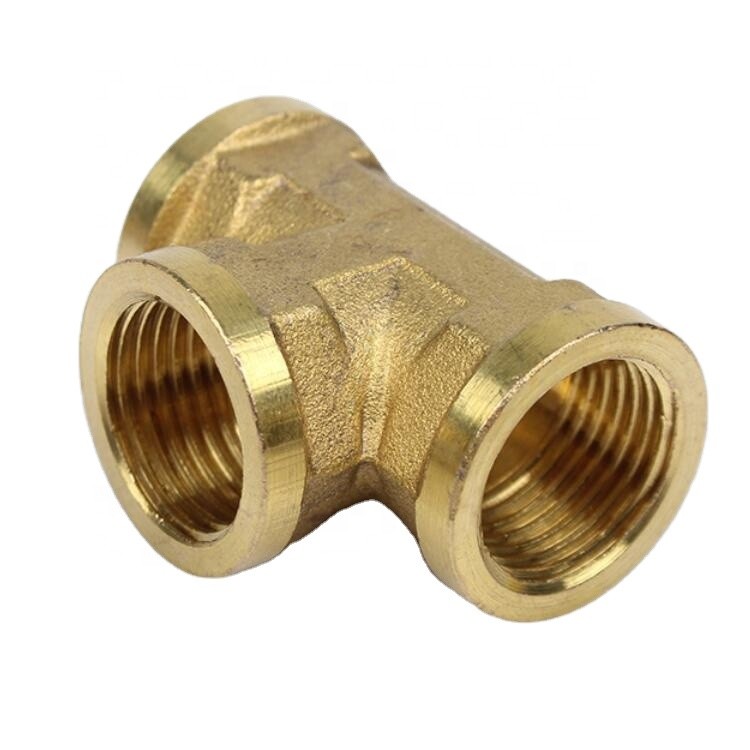 99% Copper Pipe Equal Tee Female NPT 3000# C70600 Brass Casting Pipe Brass Threaded Fittings