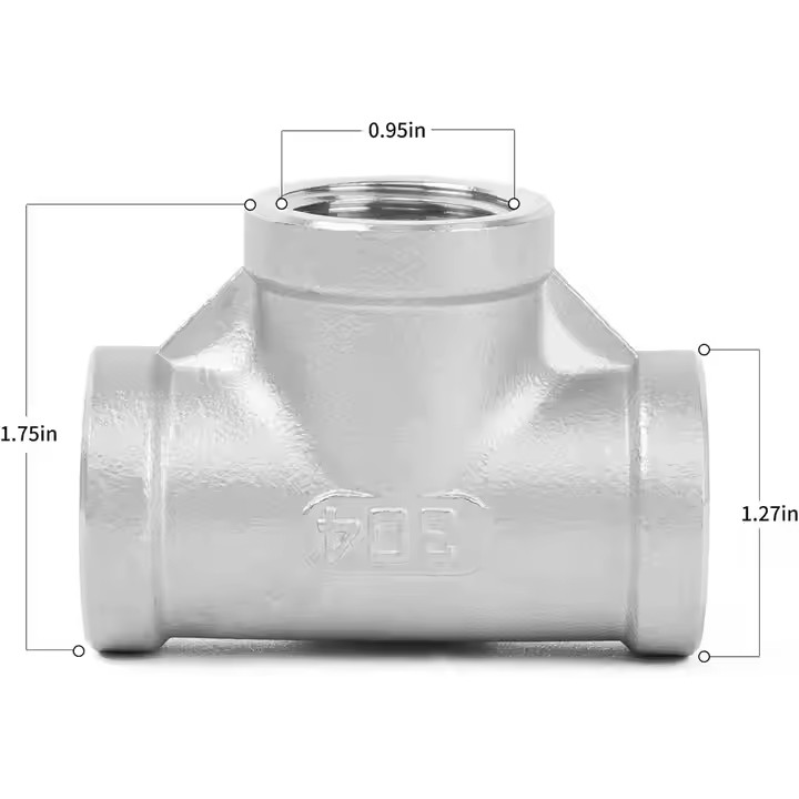 304 Stainless Steel Forging High-Pressure Right Angle External Thread Elbow Tee and Joint with Model Number Head