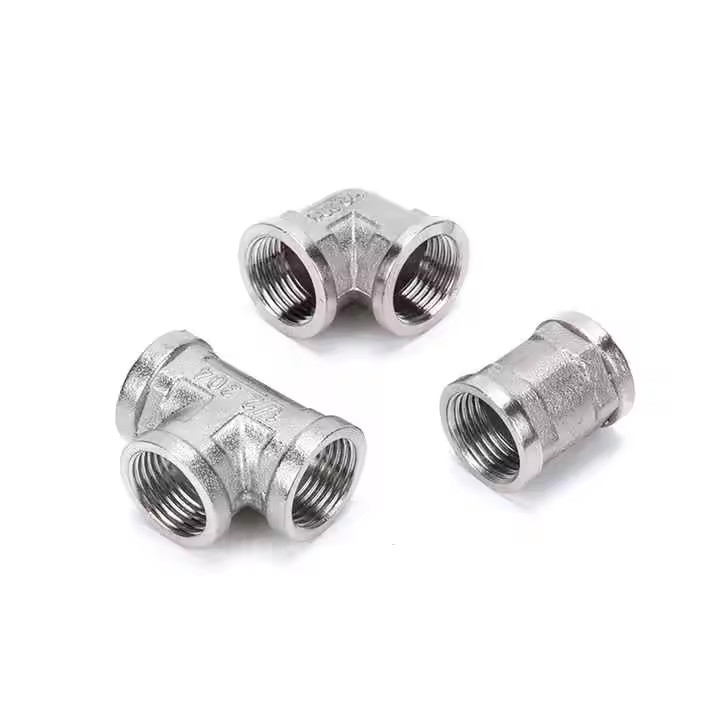 304 Stainless Steel Forging High-Pressure Right Angle External Thread Elbow Tee and Joint with Model Number Head