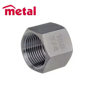 304 Stainless Steel Silver Threaded Pipe Cap for Plumbing Systems