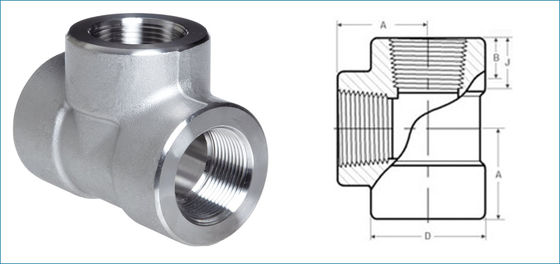 DN 2'' * 2'' SCH 40 Forged Pipe Fittings Threaded Equal Tee ASME B16.9